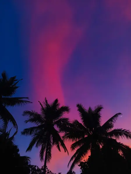 sunset yang indah dengan langit ungu